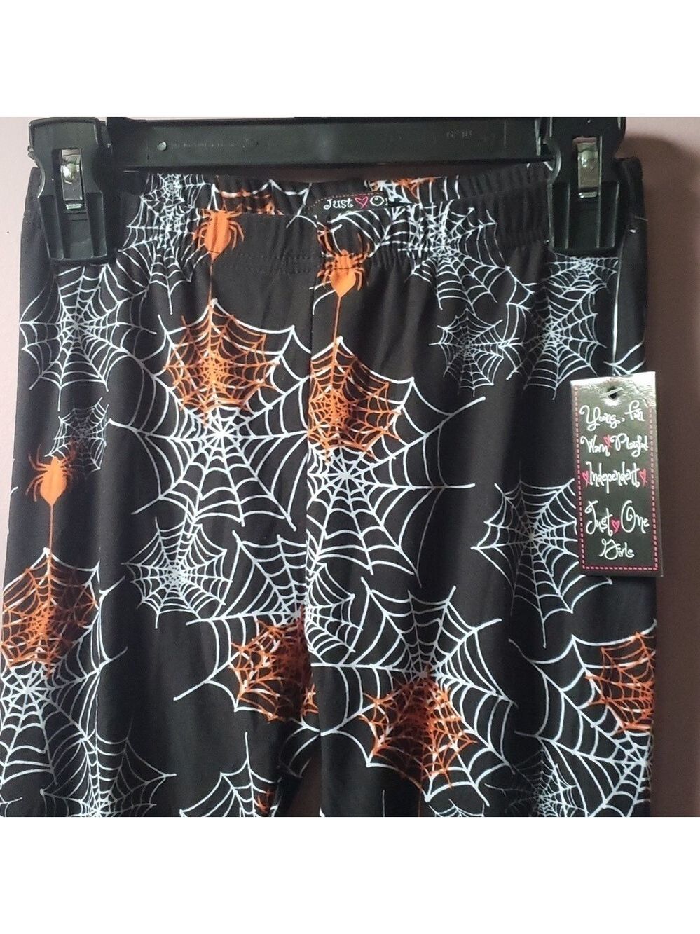 Halloween Leggings New With Tag Black Orange Spiders White Spider Webs Med 10-12